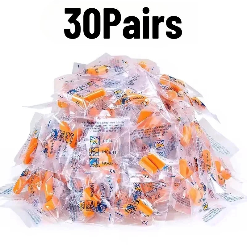 10/30/60Pairs Disposable Soundproof Earplugs With Independent Packaging Orange Noise Cancelling Earplugs Quiet Learning Sleep