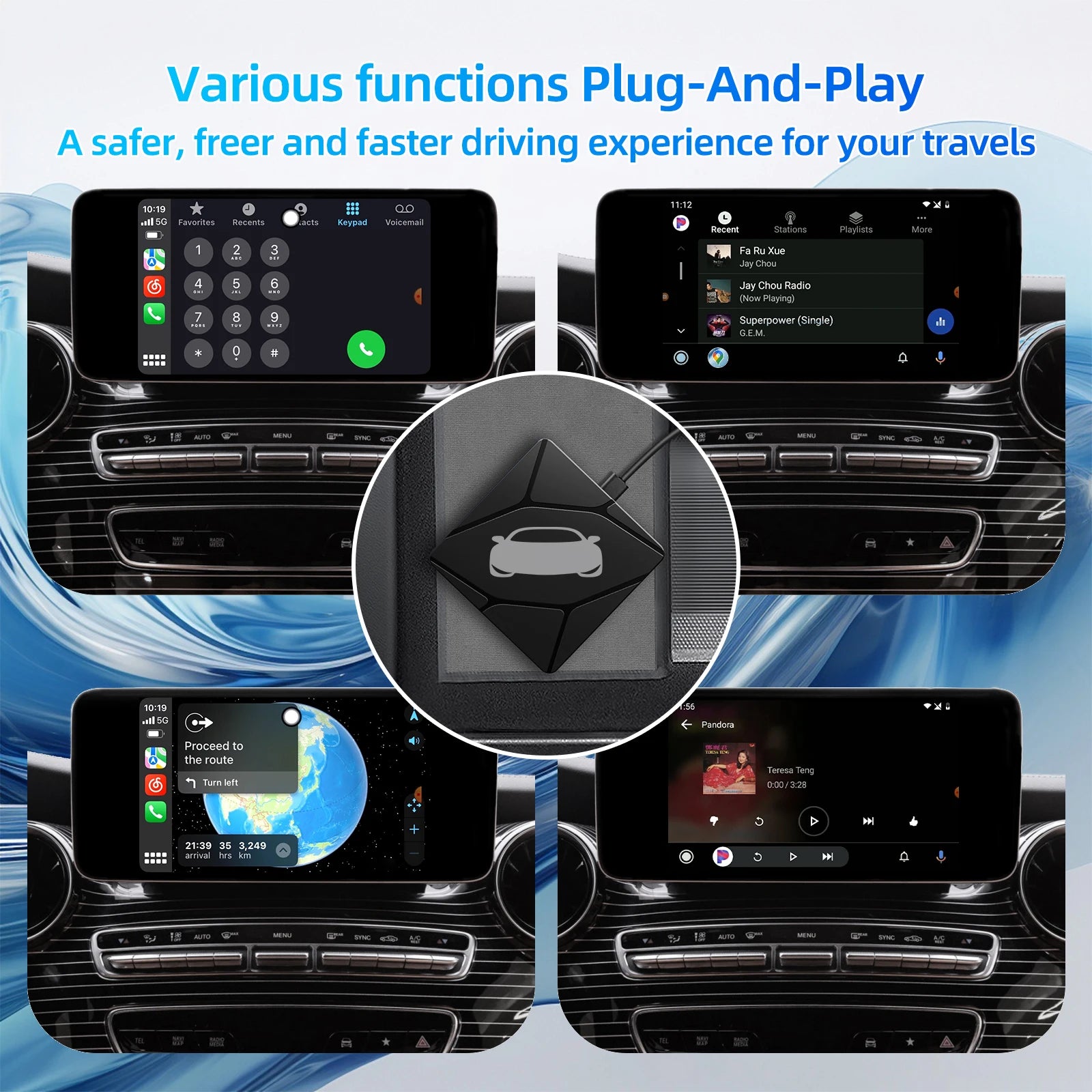 Binize 2-in-1 USB Wireless CarPlay Adapter For Factory Or OEM Cars Support Wired CarPlay ( Wired To Wirless Carplay Adapter)