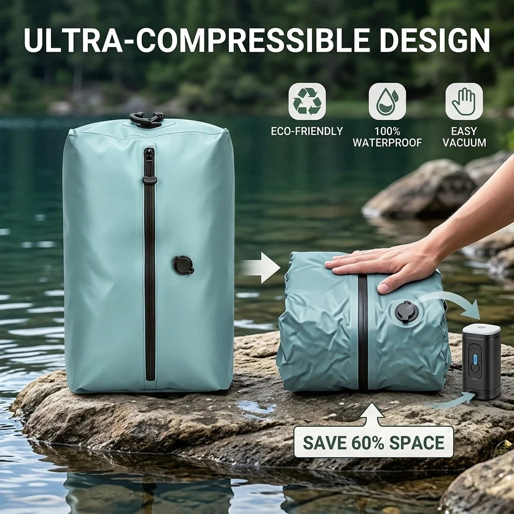 Vacuum Compression Seal Travel Bags PVC Nylon Water Repellent Clothes organizers storage  Reusable Space Saver Bag For Traveling