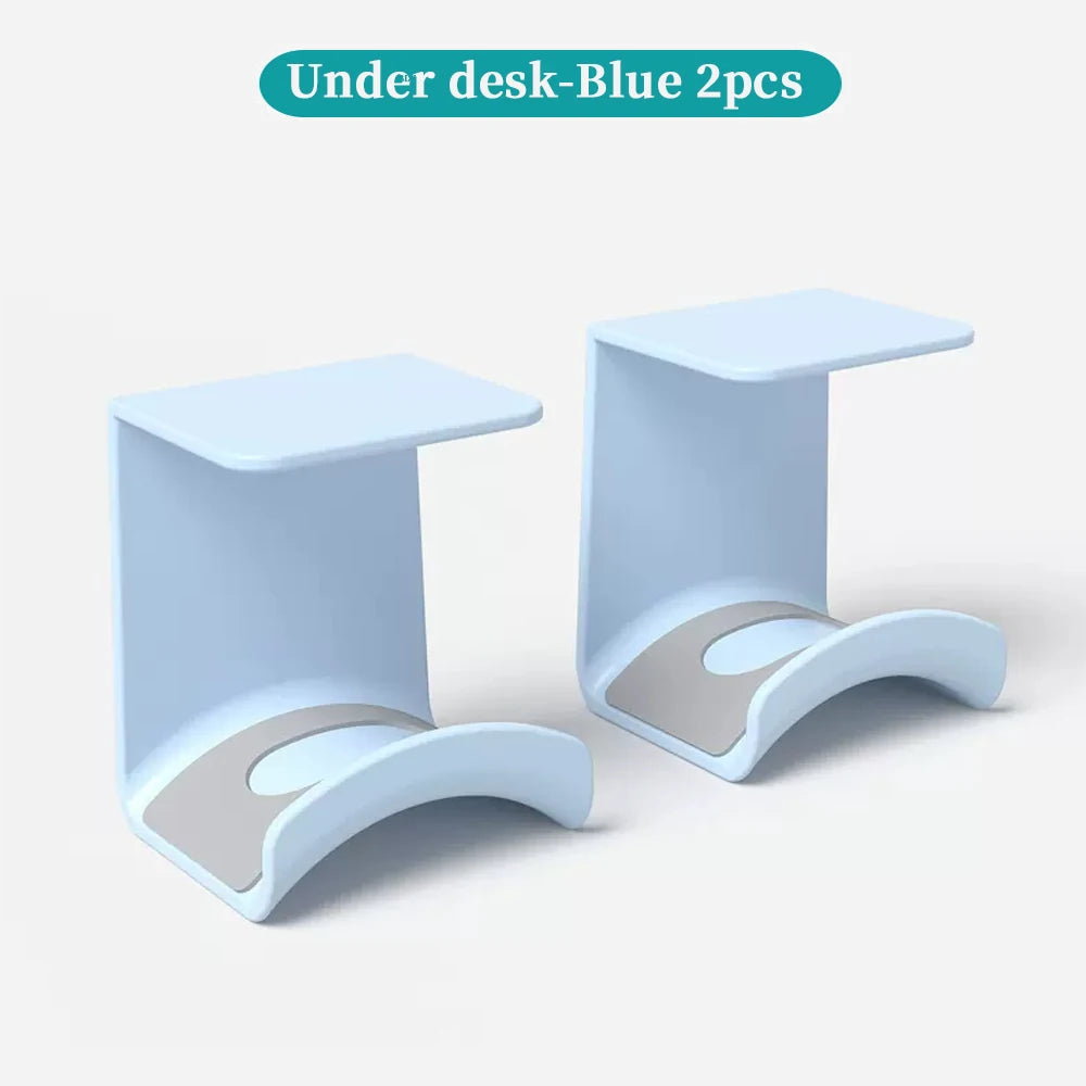 Universal Headphone Stand No Punching Plastic Wall Mount Hanger Under Desk Headset Rack Holder Support for Gaming Earphone