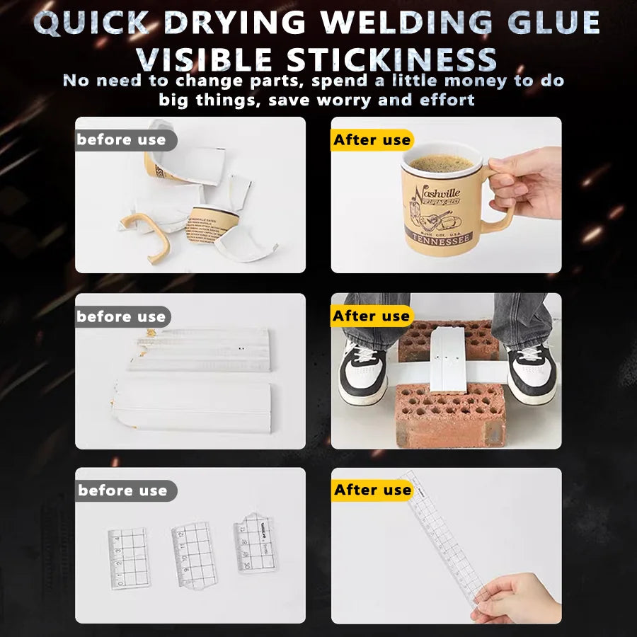 1/4PCS Welding Glue Strong Bonding Instant Drying Adhesive Instead of Welding for Metal Plastic Ceramic Wood Repair