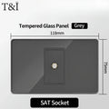 118*75mm Tempered Glass Socket US Wall Socket Grey Thai USB Socket Plug with Dual USB Type-C Ports,Light Switch 110V
