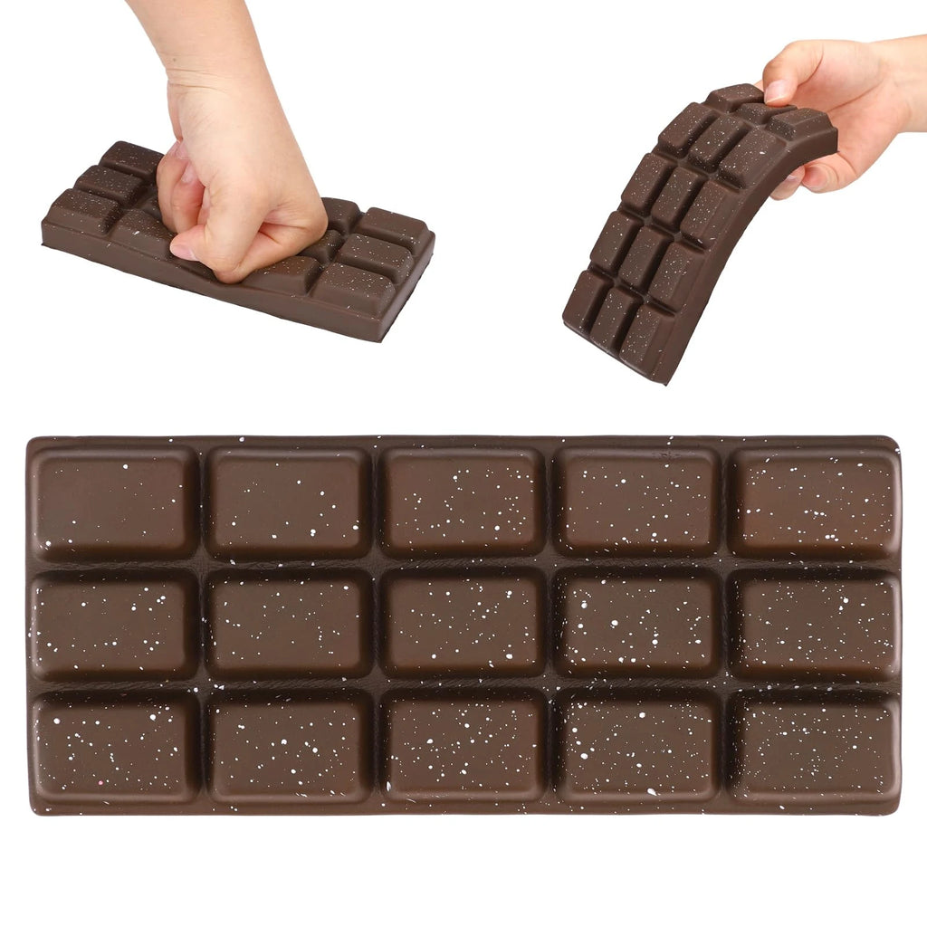 Soft Chocolate Bar Stress Relief Toy Large Squishy Fidget Toy Flexible Squeeze Sensory Toy Funny Gift for Kids and Adults