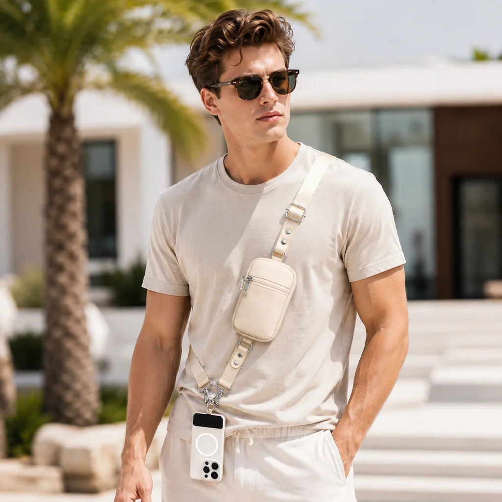 Adjustable Crossbody Phone Lanyard Bag Unisex Portable Zipper Wallet Pouch for Cards Keys ID Daily Travel Streetwear Outdoor