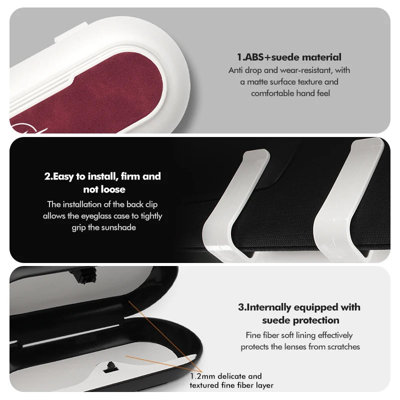 For Opel Car Sunglasses Case ABS Suede Sun Visor Mount Glasses Storage Box Vectra Zafira Meriva Mokka Grandland Vivaro Antara
