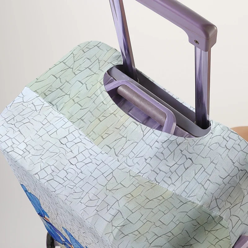 Mosaic style Van Gogh iris pattern luggage protection case, suitable for 18-32 inch luggage cases, luggage handle gloves, travel
