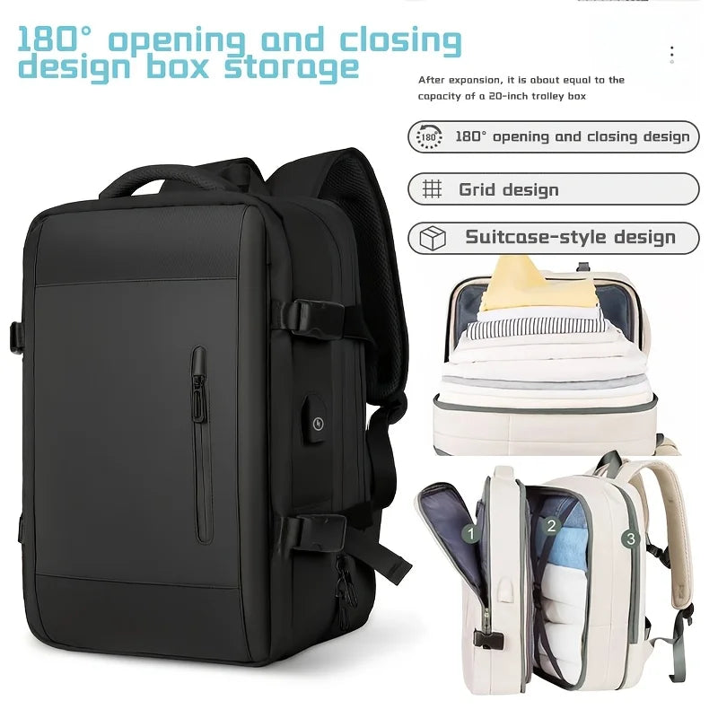 180 °   Box Opening Travel Backpack |   20-inch Luggage Level Capacity Business Laptop Bag