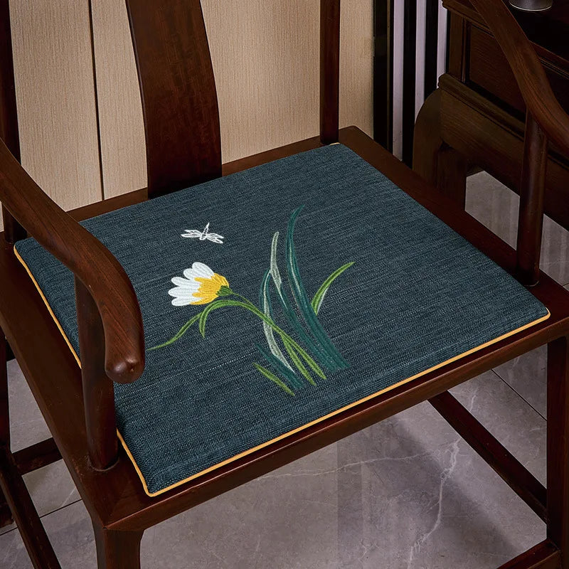 Chinese-style Dining Chair Seat Cushion Chair Pad Thickened Sponge Cushion Solid Wood Ring Chair Anti-slip Tea Chair Cushion