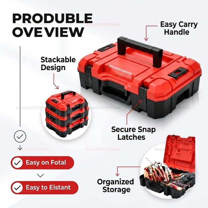 Single-Piece Industrial-Grade Stackable Tool Box Pressure-Resistant Anti-Fall Durable Hardware Tool Storage Box, Home Repair Box