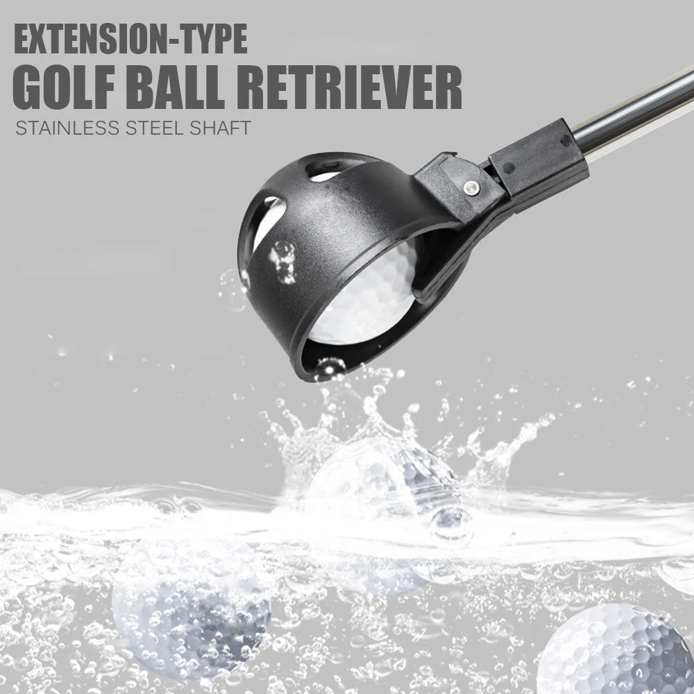 Telescopic Golf Ball Retriever, Stainless Steel Shaft Extendable Golf Ball Pick Up Tool for Golf Course, Water Hazard Retrieval