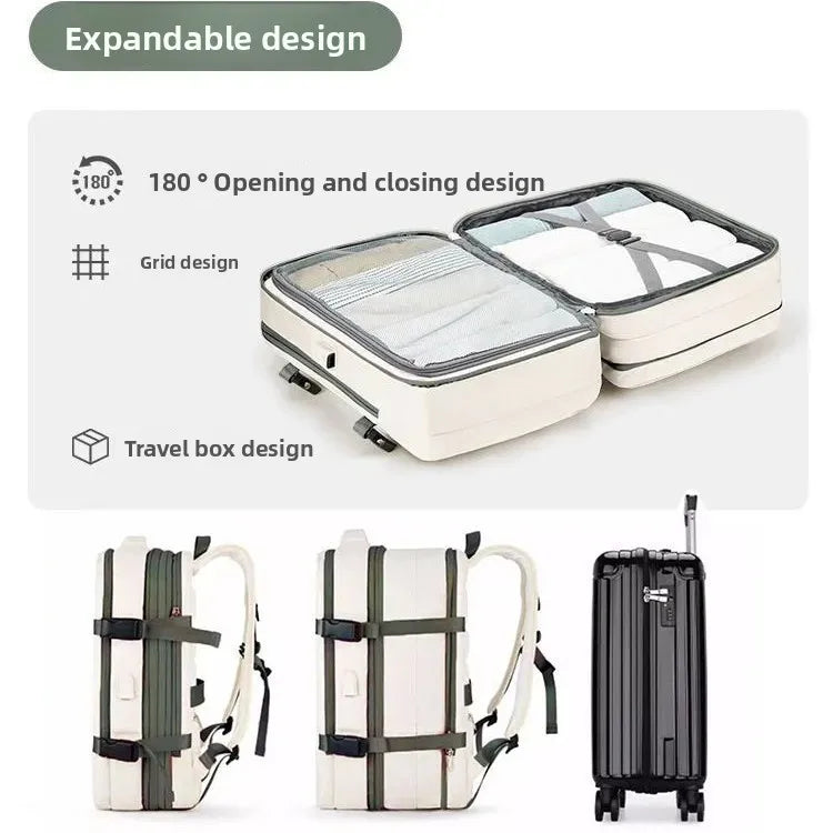 Large Capacity Expandable Travel Backpack Double Shoulder Bag for Business Trips Mountaineering And Computer Carrying