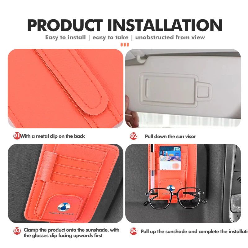 For Denza Car Sun Visor Wallet Card Bag Cover Sunglasses Holder Auto Accessories X D9 MPV EV DM-i Z9 GT N7 N8 SUV 2022 2023 N9
