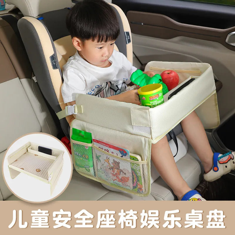 Car Seat Tray For Kids Foldable Multiple Pockets Waterproof Car Table Portable Large Capacity Table For Dining Drawing Car