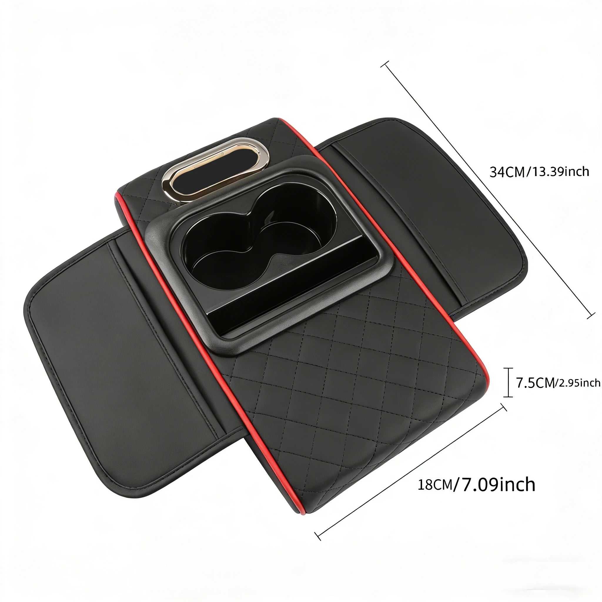 Center Console Organizer with Cup Holder Car Armrest Storage Box Armrest Heightening Cushion Pad for Car Interior Auto Accessory