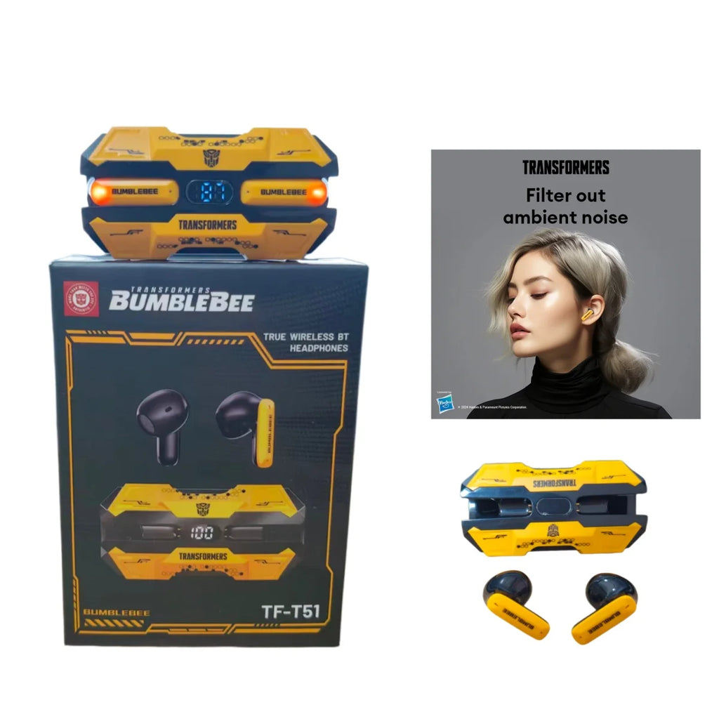 New BUMBLEBEE TRANSFORMERS TF-T51  Wireless Bluetooth Earphone Call Headphones Low Latency Headset Game Music Dual Mode Earbuds
