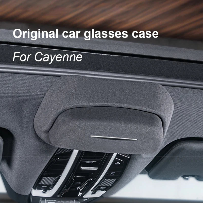 For Porsche Cayenne 2018 2019 2020 2021 2022 2023 2024 Car Suede ABS Glasses Case Sunglasses Storage Clip Protective Lenses ﻿