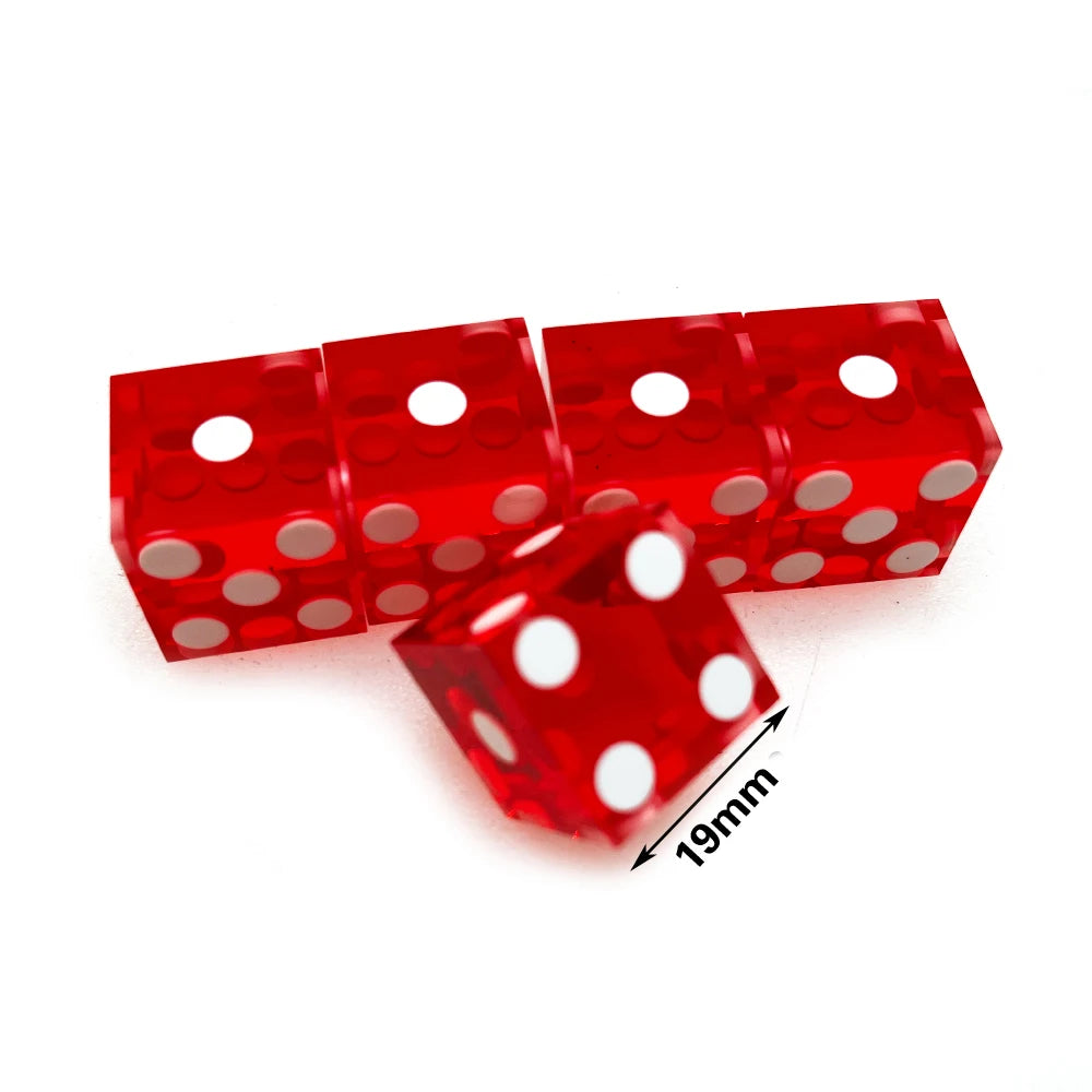 5pcs Precision Dice 19MM High-grade Acrylic TransparentSix Sided D6 Casino Sharp Straight Corners