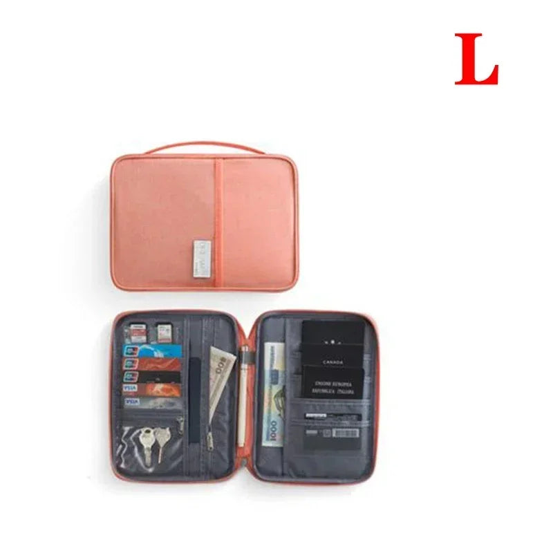 New Women Multi-Function Waterproof Travel Passport Holder Cover Case Pink Bags Family Document Organizer Travel Accessories Bag