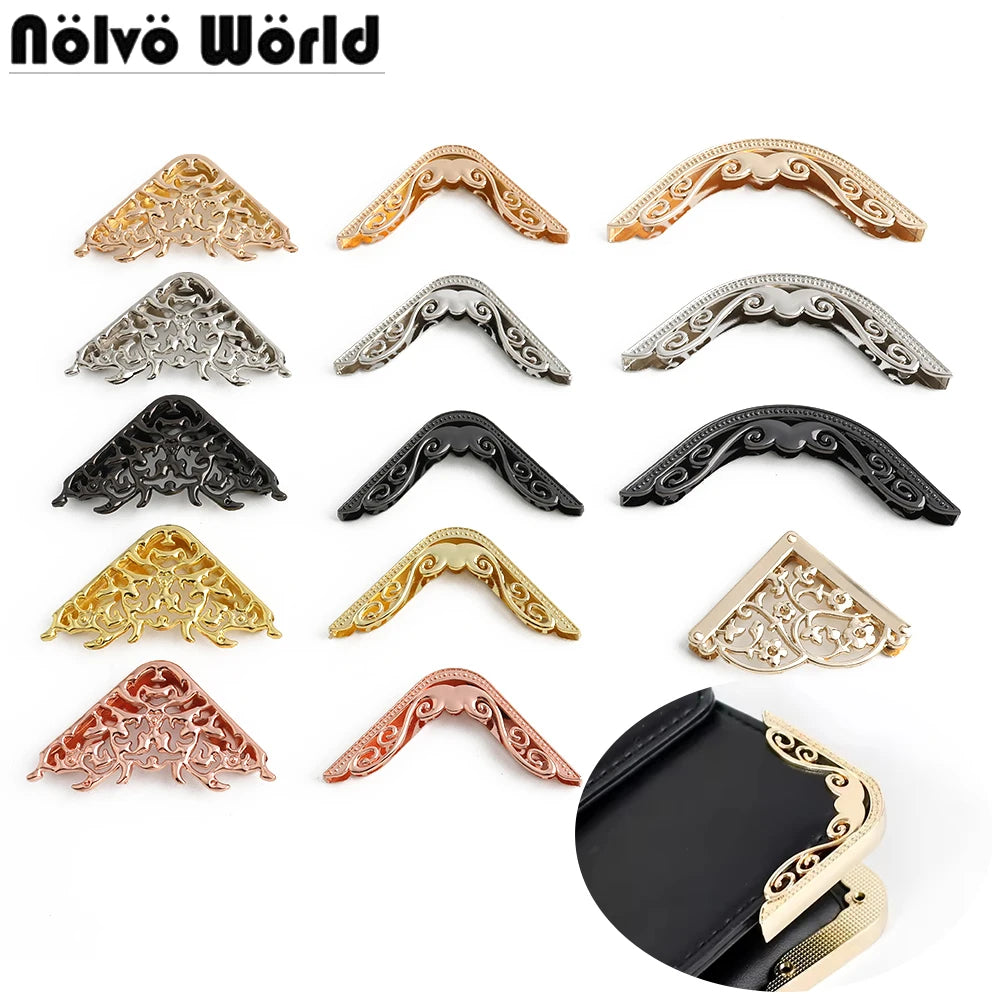 4/30/100PCS 64x64mm,48x48mm Edges Hollow Fixed Decorative Buckle For Handbag Metal Bag Corner Protectors With Screws Accessories