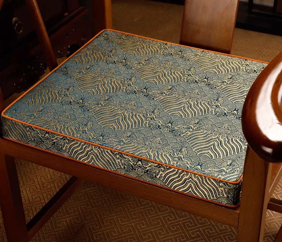 Chinese-style Jacquard Cushions Backrest Thickened Circle Chairs, Taishi Chairs Cushion Anti-slip Table and Chair Pads