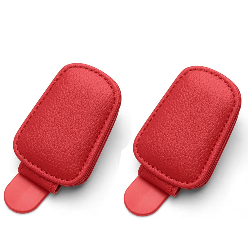 Sunglasses Holder Is Suitable for Car Sun shades Magnetic Leather Sunglasses Clip and Ticket Clip Car Sunshade Accessories