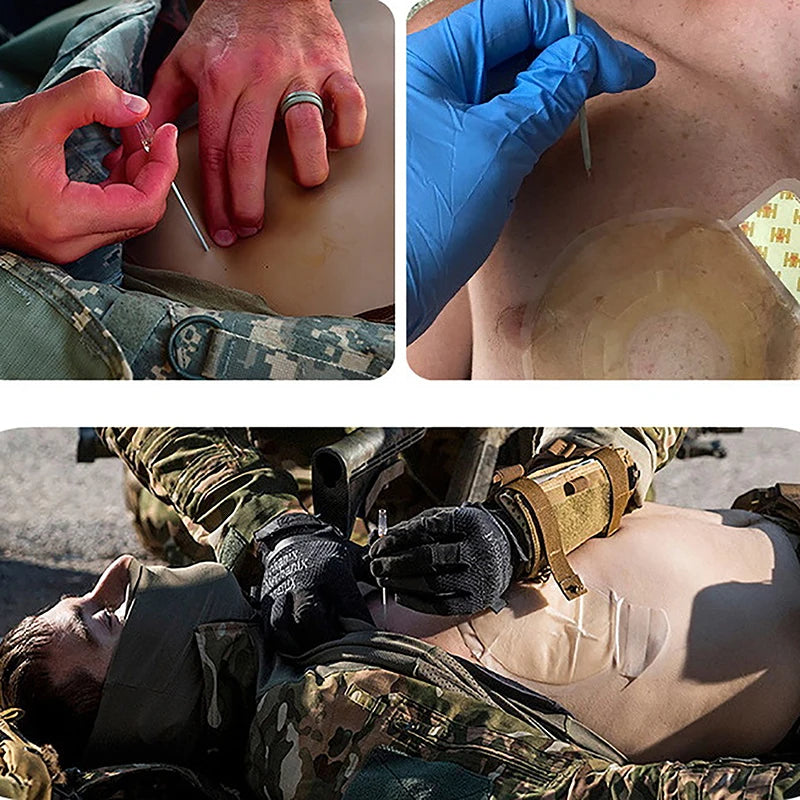 * Rescue Pneumothorax Needle Trauma  Ifak Chest Cathether Needlecatheter 14GX82MM Needle Decompression Edc First Aid Kit