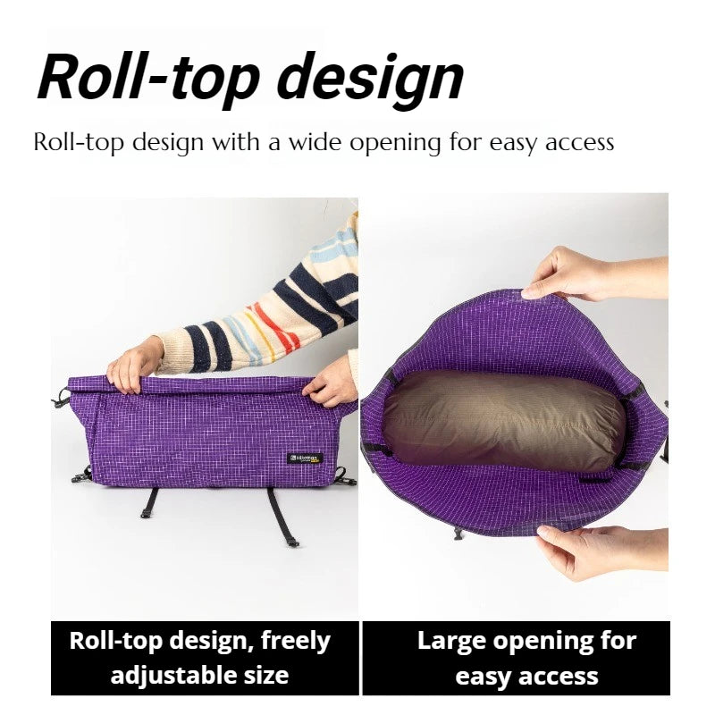 Ultralight 12L Waterproof Dyneema Expansion Pouch Multifunctional Top Lid External Storage Bag for Hiking Mountaineering Camping