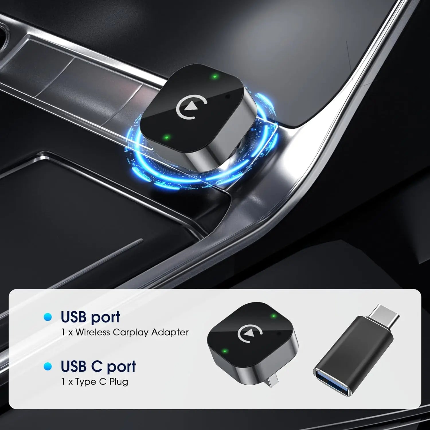Wireless Carplay Adapter & Android Auto 2026 Upgrade Wired CarPlay to Wireless,2-in-1 Mini USB Design with Fast Stable Connectio