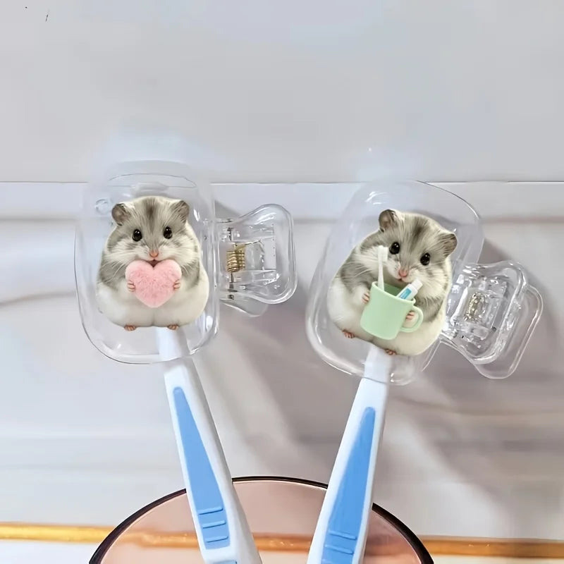 2pcs Cute Hamster Toothbrush Head Covers Portable Storage Box Toothbrush Protector Rack Daily Use And Outdoor Trips Party Gifts