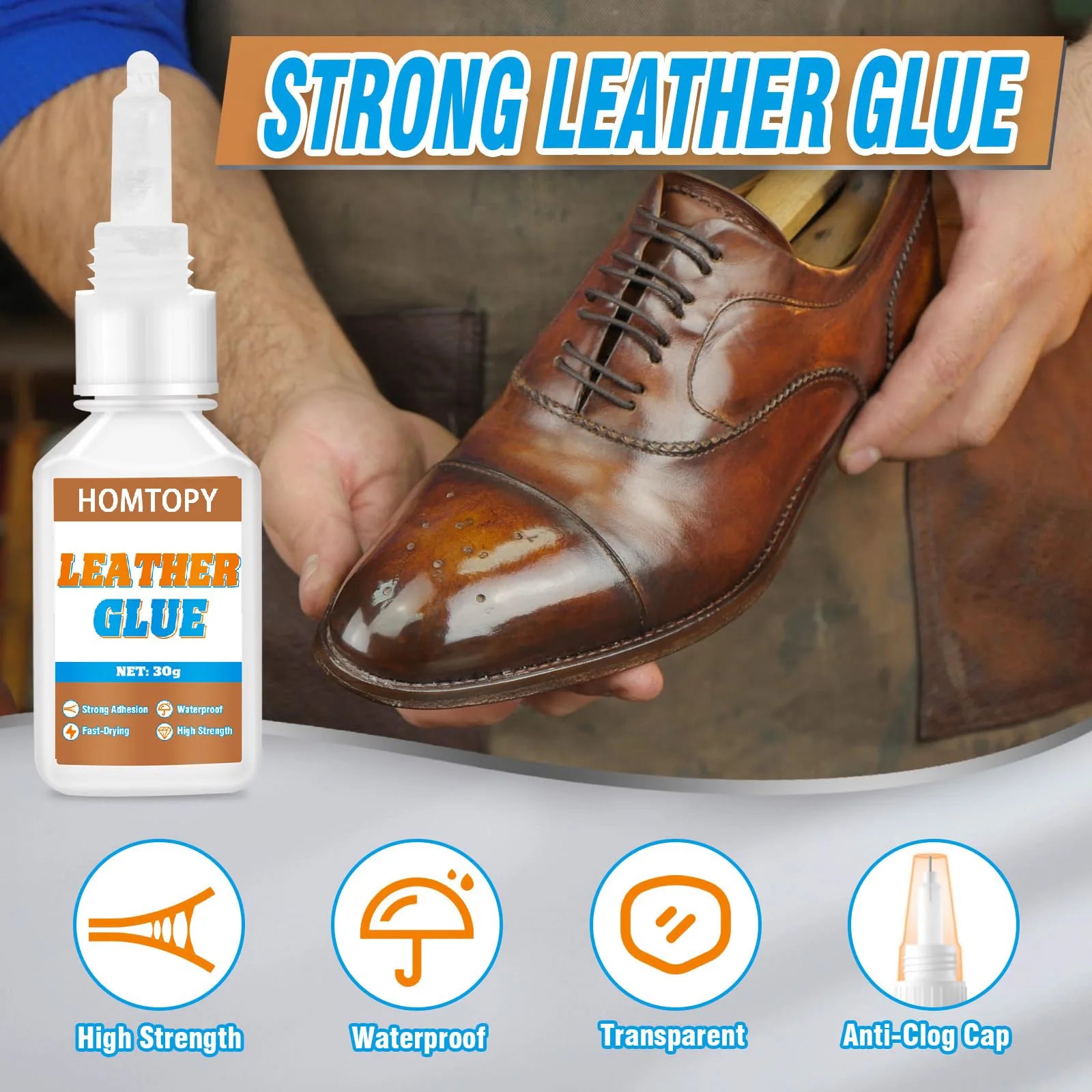 Instant Dry Leather Glue Waterproof Repair Adhesive for Shoes Handbags Belts - Quick Fix Solution for Leather Products