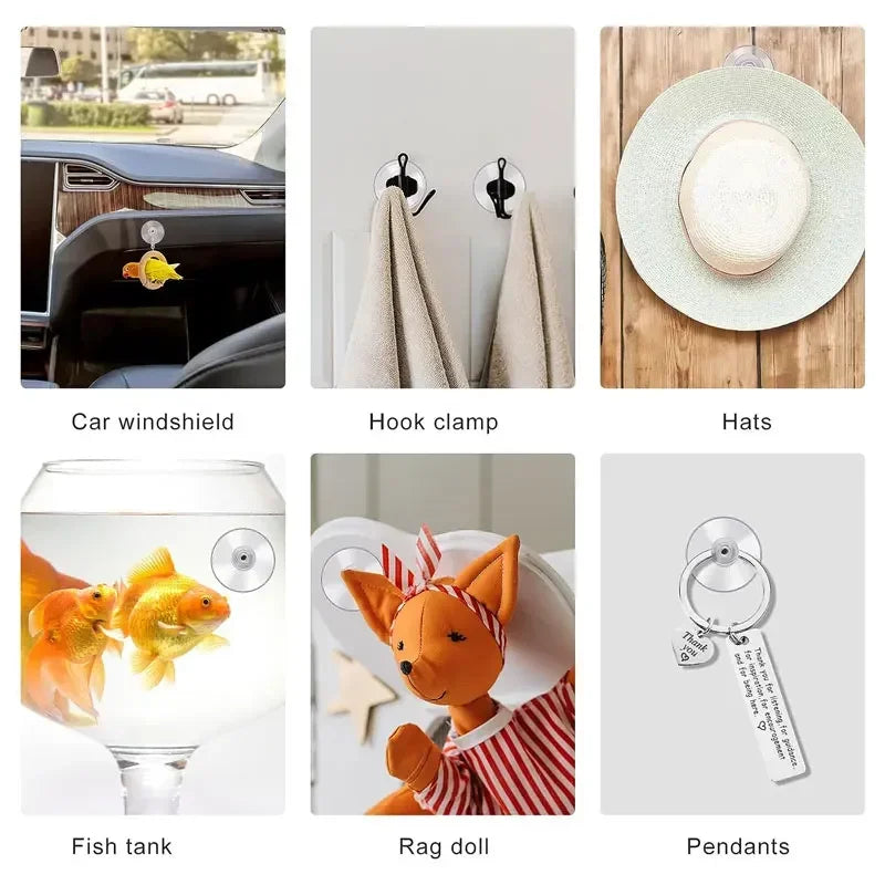 5Pcs Plastic Suction Cup Hooks PVC Sucker Pads Strong Adhesive Suction Holder with Screw Nut for Car Glass Bathroom Wall Door