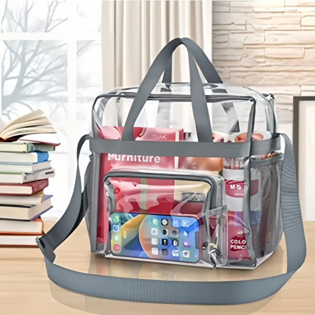 Clear Tote Bag Heavy Duty Plastic Transparent Crossbody With Zipper Pockets Pass Stadium Security Fast For Women Work Concerts