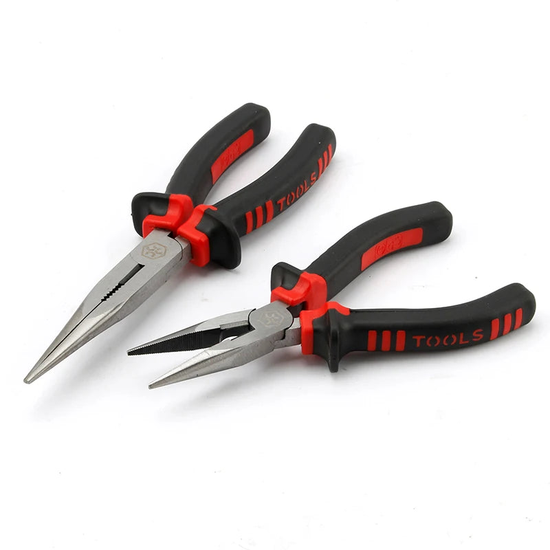 Crome Vanadium 6/8 Inch Long Nose Plier 1Pcs Needle Nose Pliers Press Tool Multi Hand Tool with Double Colour Handle