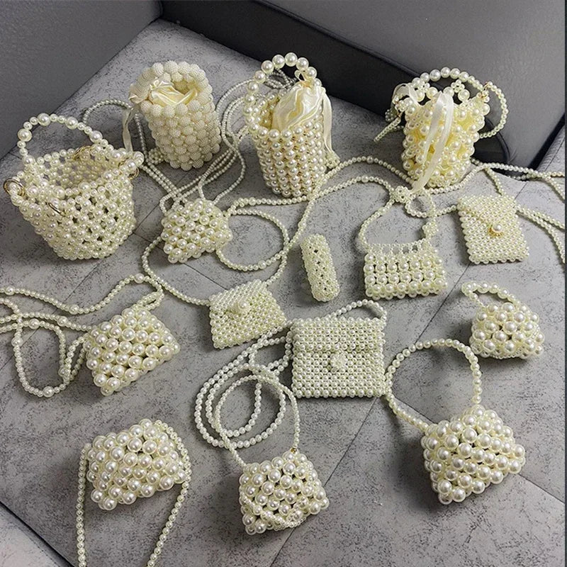 Heart Mini Bags for Women Delicate Pearl Cute Shoulder Crossbody Bag Stylish Versatile Sweet Girls Solid Color Leisure Holiday