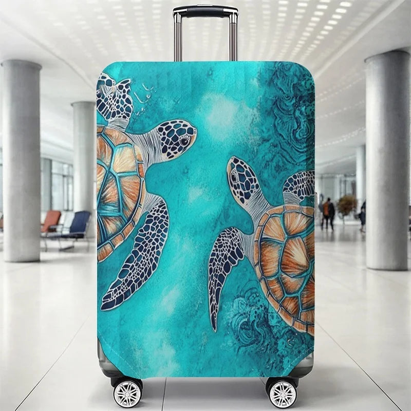 Double turtle deep-sea pattern luggage protection cover, suitable for 18-32 inch luggage covers, luggage handle gloves, travel a