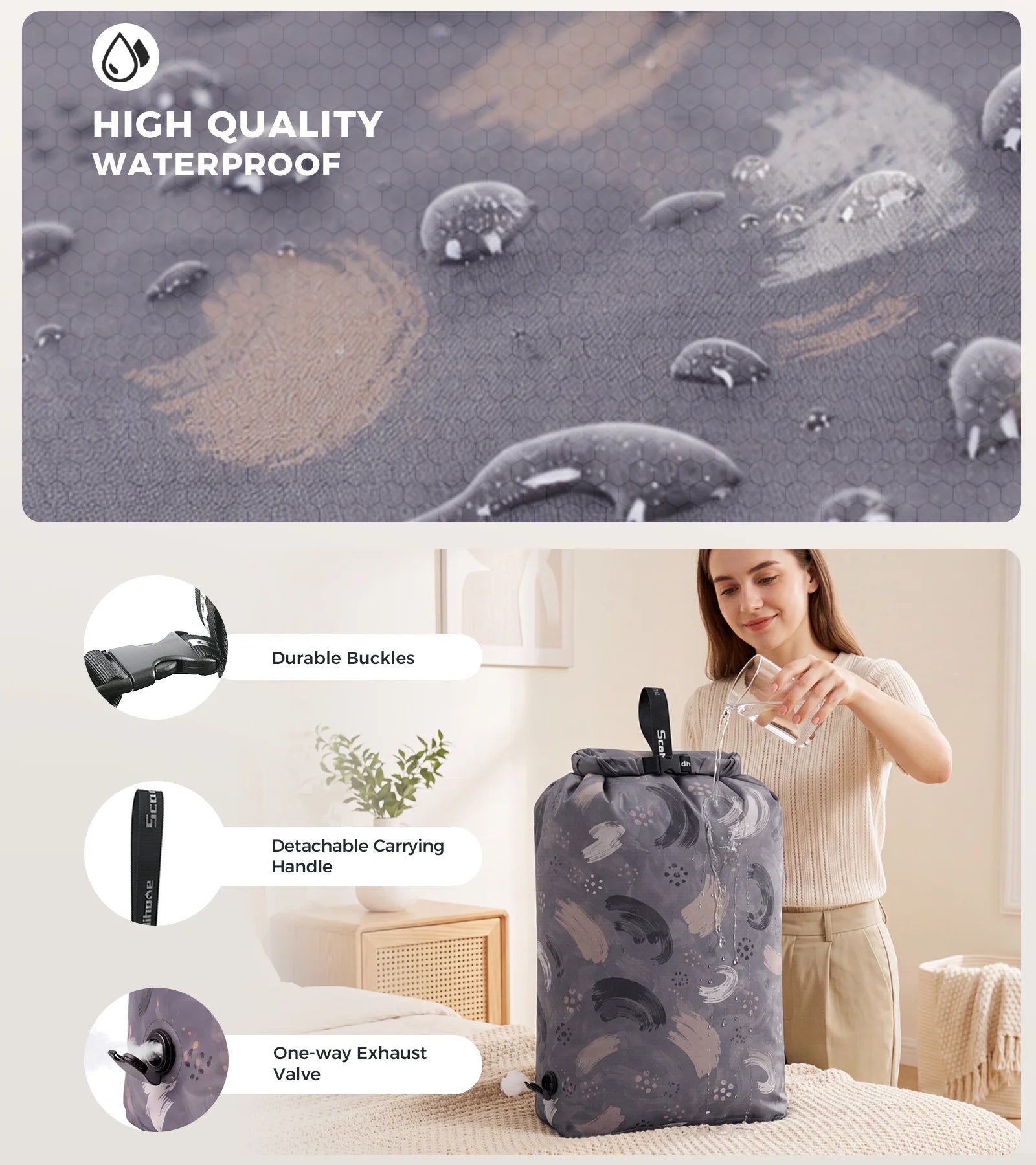 Travel Compression Bag for Clothes Storage Packing Organizer Suitcase Luggage Space Saving Reusable Roll Up Air Valve Pump Free