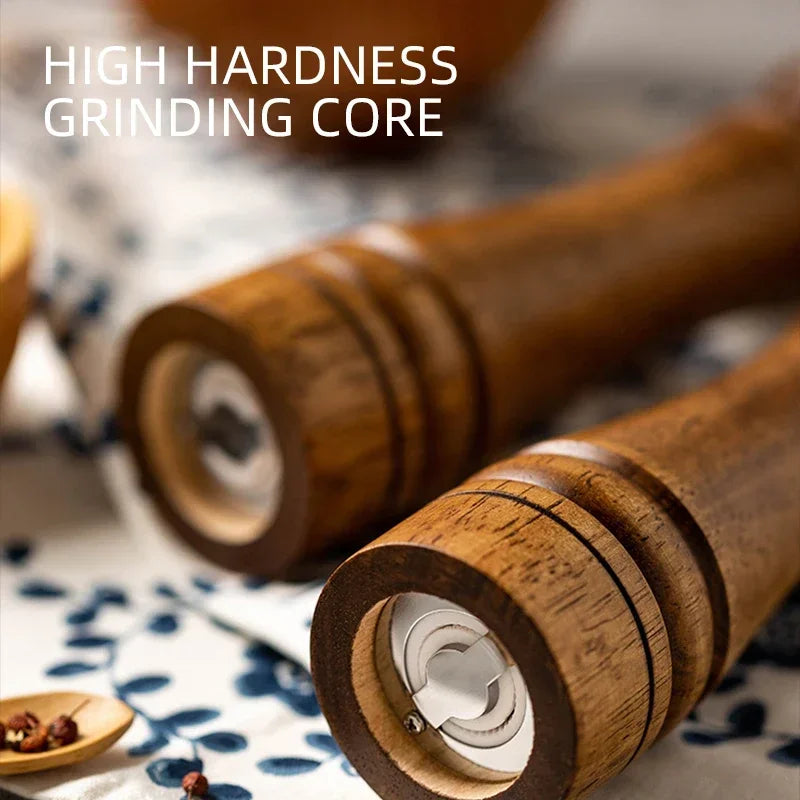 NEW Classical Oak Wood Pepper Spice Mill Grinder Set Handheld Seasoning Adjustable Mills Grinder Ceramic Grinding Core Tools Set