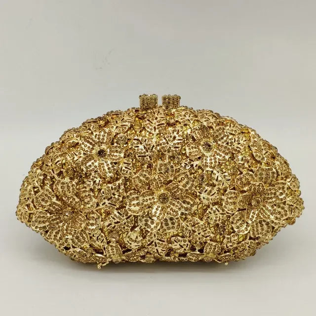 Boutique De FGG (in stock) Dazzling Flower Crystal Clutch Evening Purse Bag Women Formal Dinner Handbag Wedding Bridal Purse