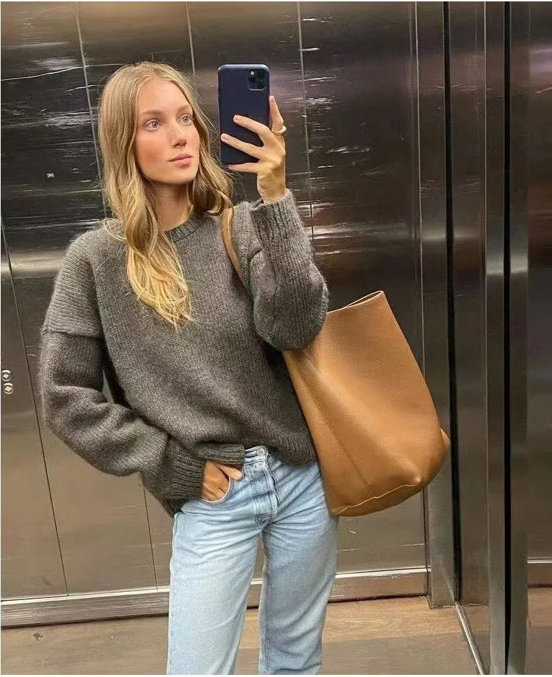 Big Bucket Handbag,Genuine Leather Shoulder Bags,Designer Women Luxury Brand Handbags,Crossbody Bags,Soft Cowhide Travel Tote