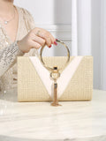 Glitter clutch bag with tassel decoration and loop handle, evening bag for evening party, fashionable and versatile women's bag