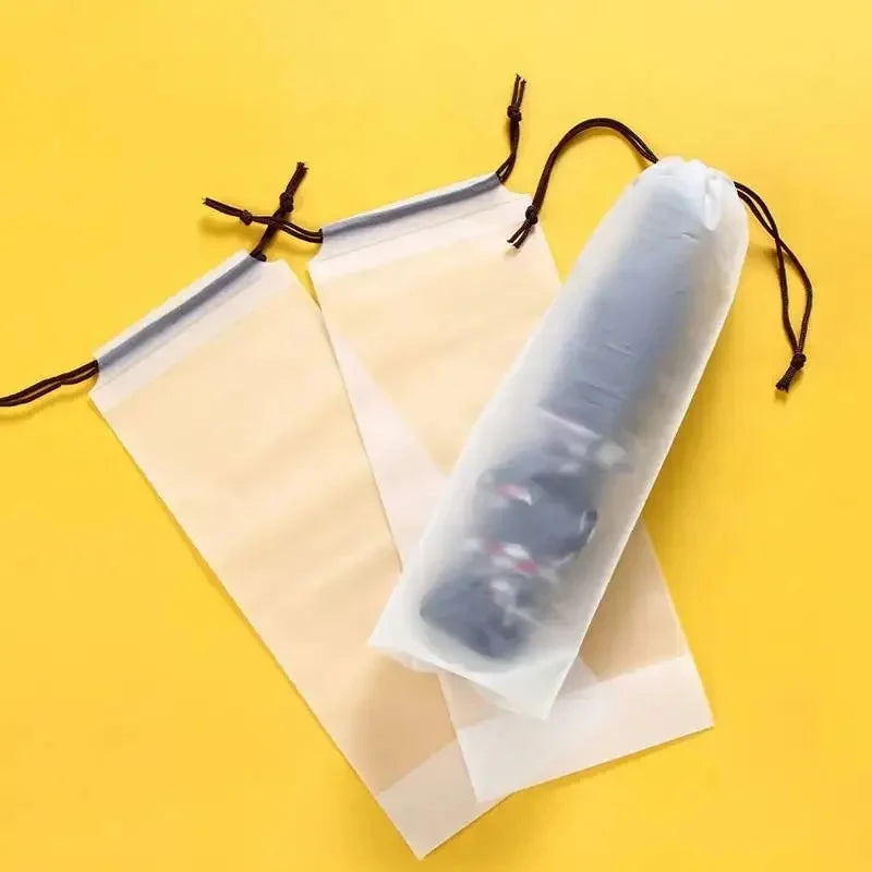 10/30/60pcs Beam Mouth Waterproof Umbrella Storage Plastic Bag Drawstring Bag Translucent Bag Storage Vehicle-Mounted Wet Bag