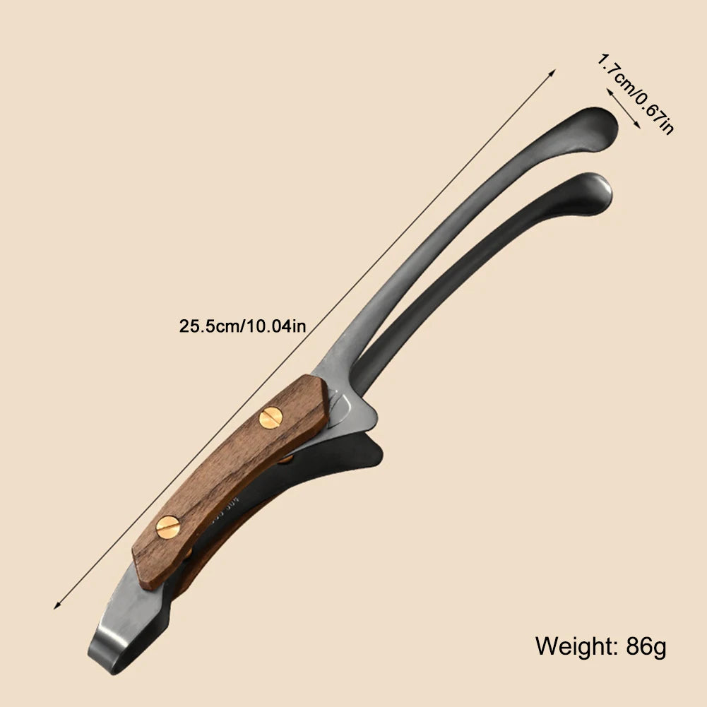 Stainless Steel Outdoor Retro Barbecue Clip Wooden Handle Grilled Meat Clip Pan Fried Steak Heat Resistant Kitchen Food Clip New