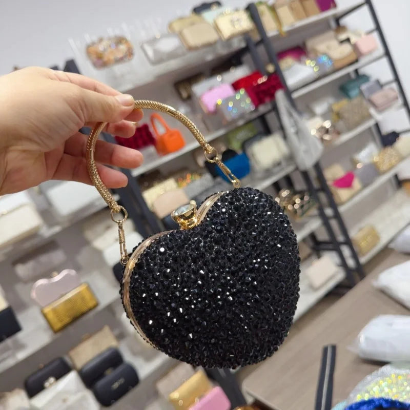 New heart-shaped diamond-embellished crossbody bag for womenminiAcrylic evening shoulder handbag