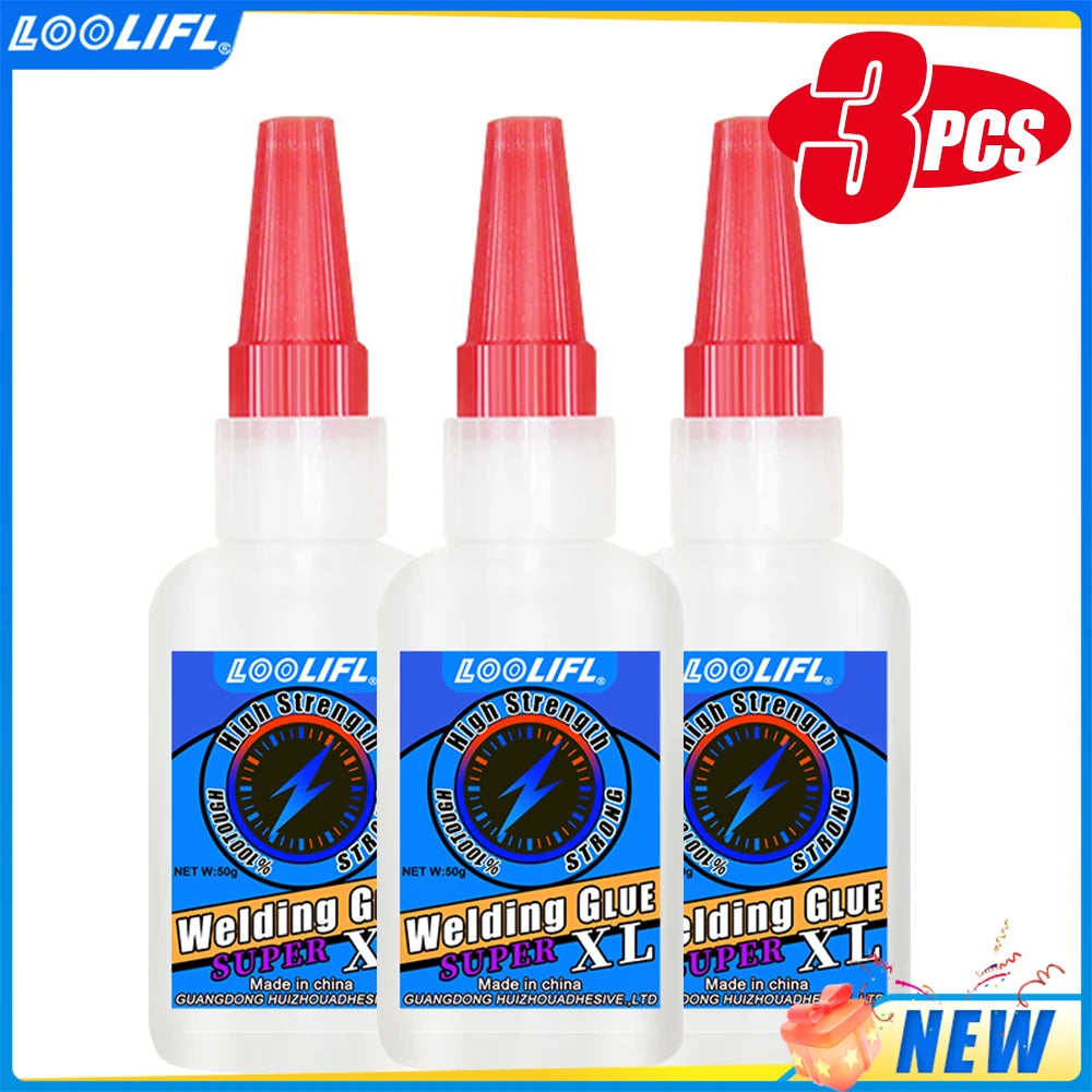 LOOLIFL 50g Transparent High-Strength Super Glue - Oil-Based Instant Repair Glue, Trace-Free & Fast-Drying, Free Dropper