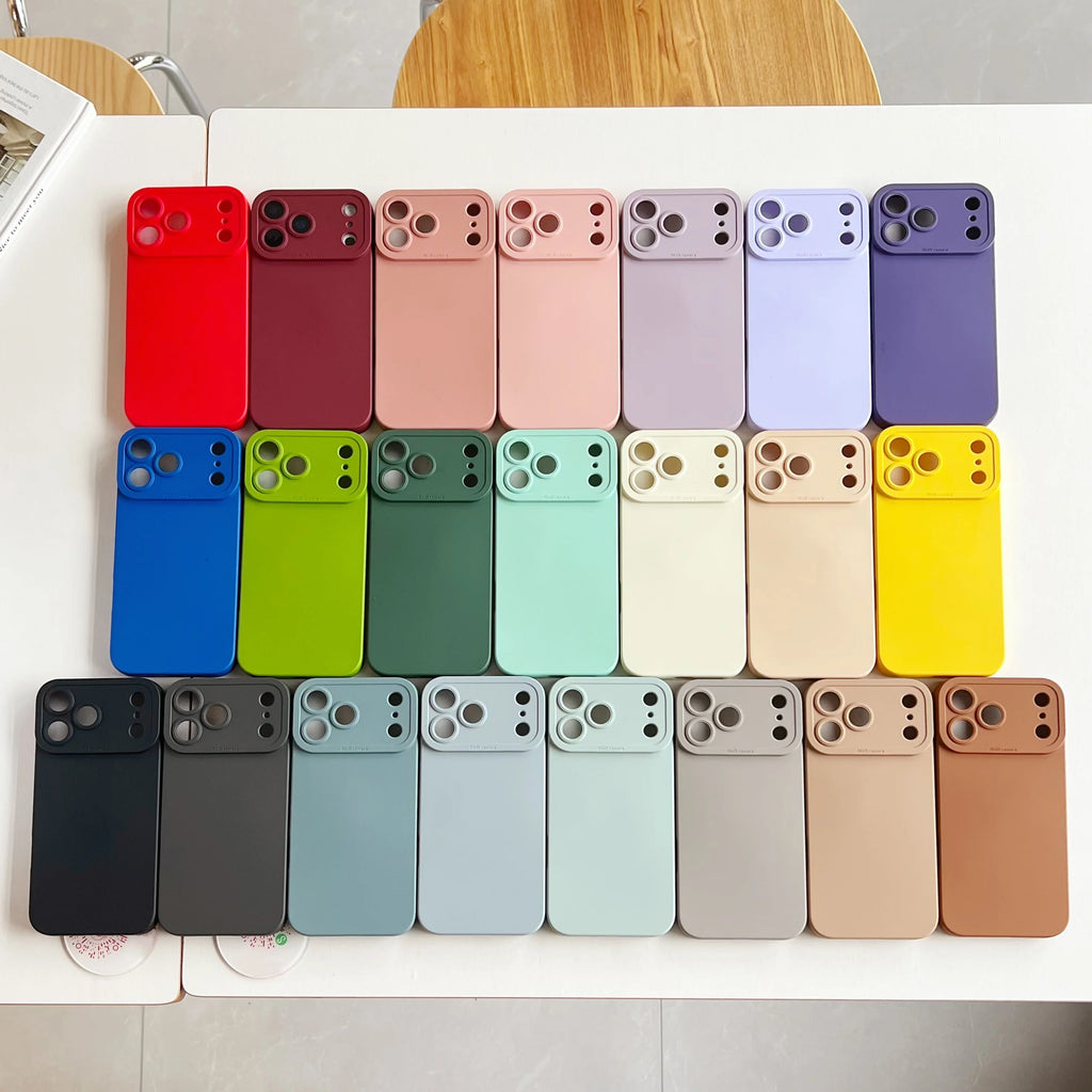 Original Silicone Pupil Camera Case For iPhone 17 Air 16 15 14 13 12 Mini 11 17 Pro Max 7 8 Plus Plain Color Armor Cover Capa
