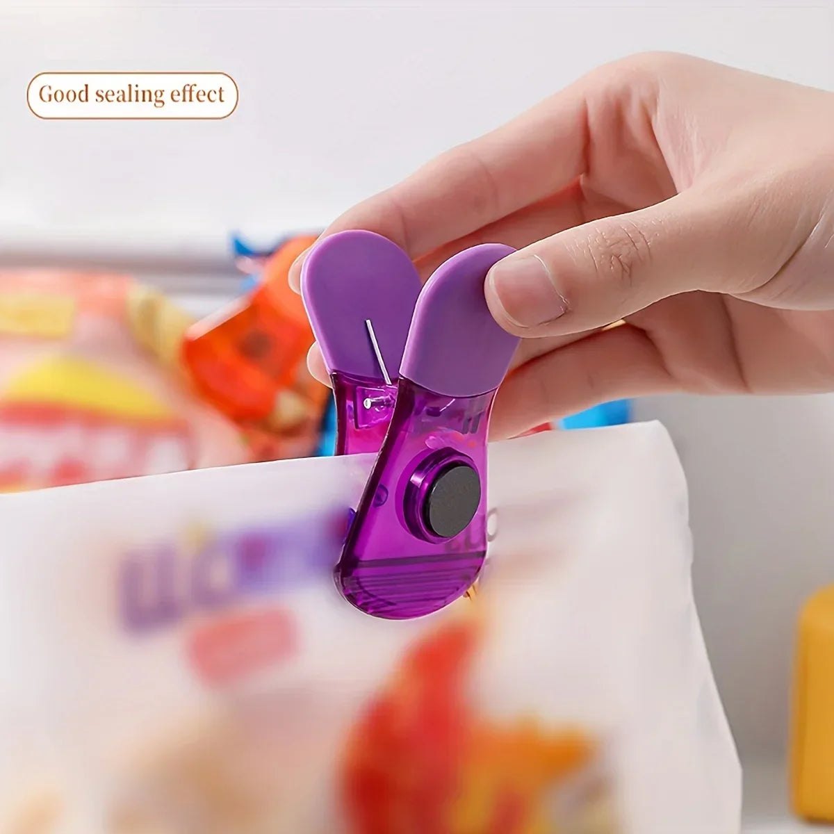 6pcs-Sealing Machine Portable Magnetic Suction Food and Snacks Plastic Bag Sealing Machine Fast Opening Bag Clip