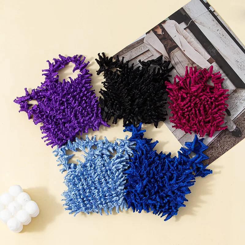 Folded Bubble Design Shopping Bag Swollen And Shrunken Hedgehog Shape Magic Bubble Bag Fashion Simple Craft Design Handbag