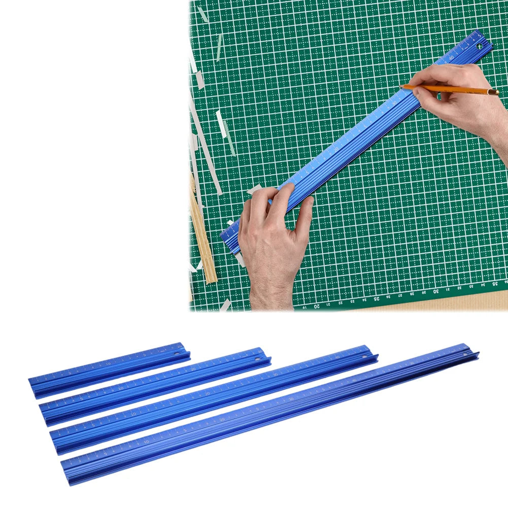 20CM 30CM 45CM 60CM L-Type Cutting Ruler Straight Edge Ruler Non Slip Aluminum Alloy Straight Scale Ruler for Length Measurement