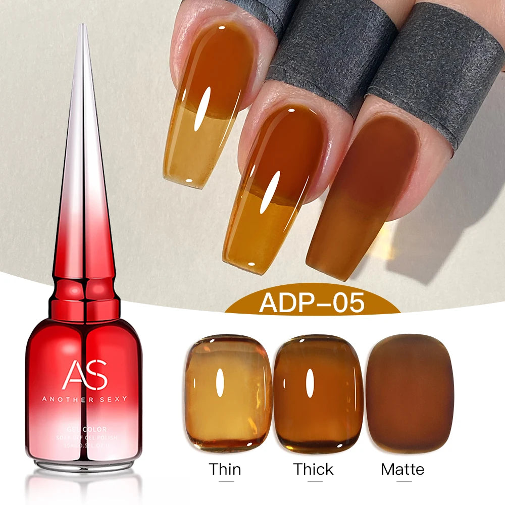 AS 15ml Translucent Amber Gel Nail Polish Brown Colour Varnish Gel Long Lasting Semi Permanent Tortoiseshell Nails Vernis