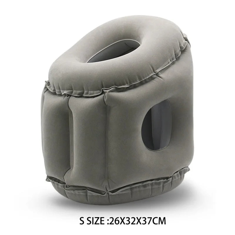 Flocking Sleeping Pillow Inflatable Pillow Waist Cushion Travel Abroad Portable Long Distance Aircraft Lunch Rest Pillow